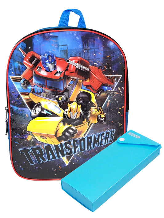 Transformers School Backpack 15" Optimus Prime Bumble Beeand Pencil Case Boys