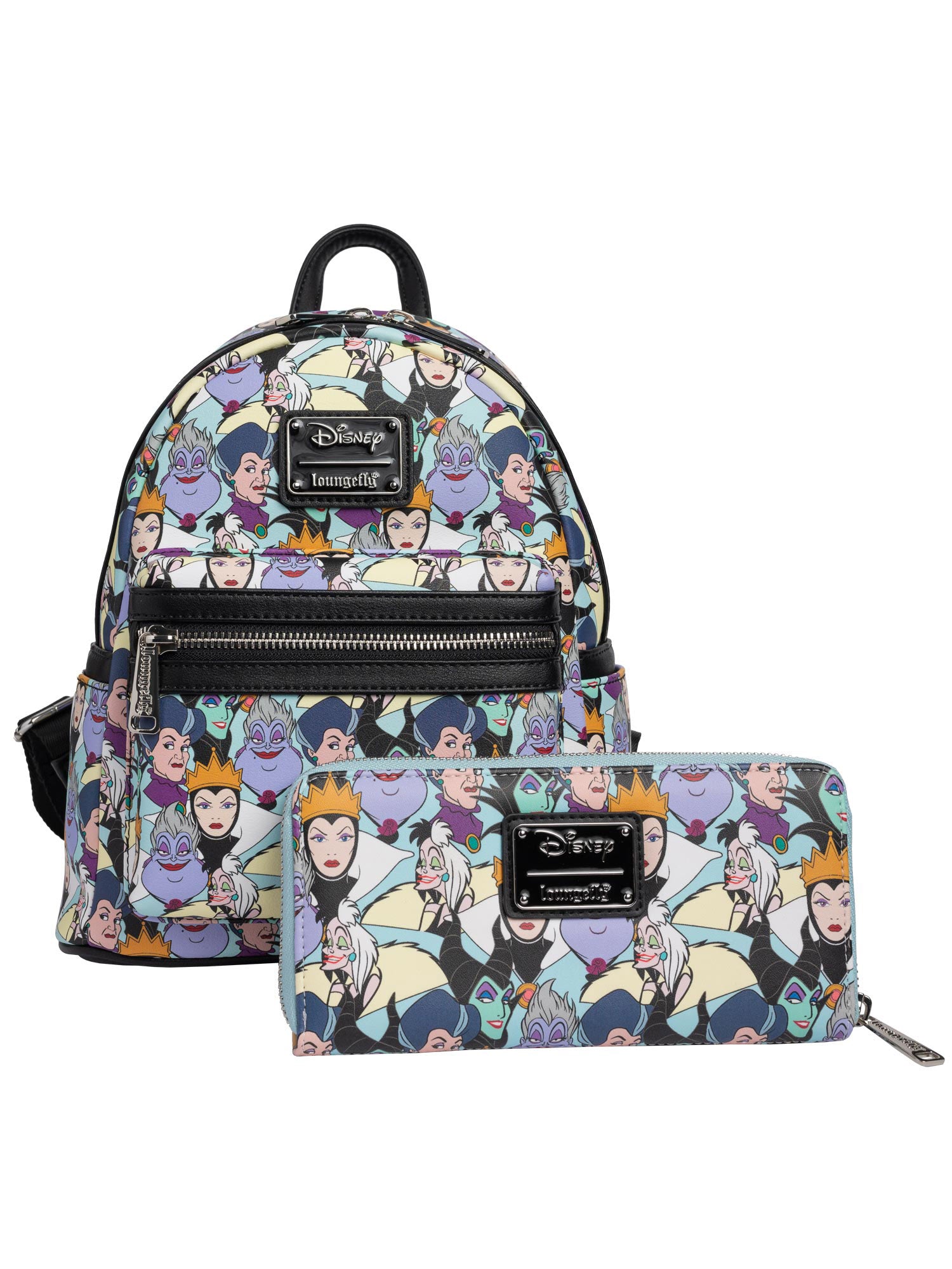 Loungefly x Disney Womens Villains Mini Backpack Handbag & Wallet Princess Set