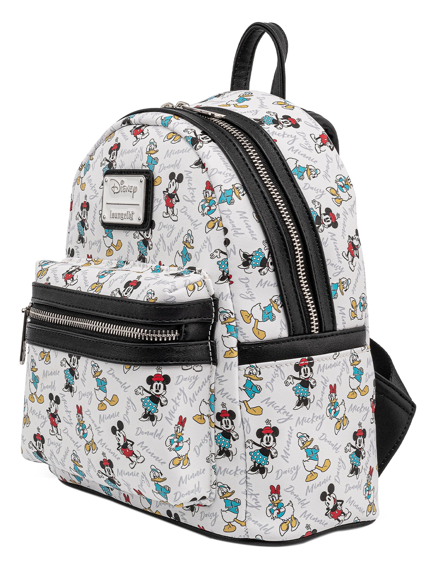 Loungefly x Disney Mickey Minnie Donald Daisy Mini Backpack Handbag White