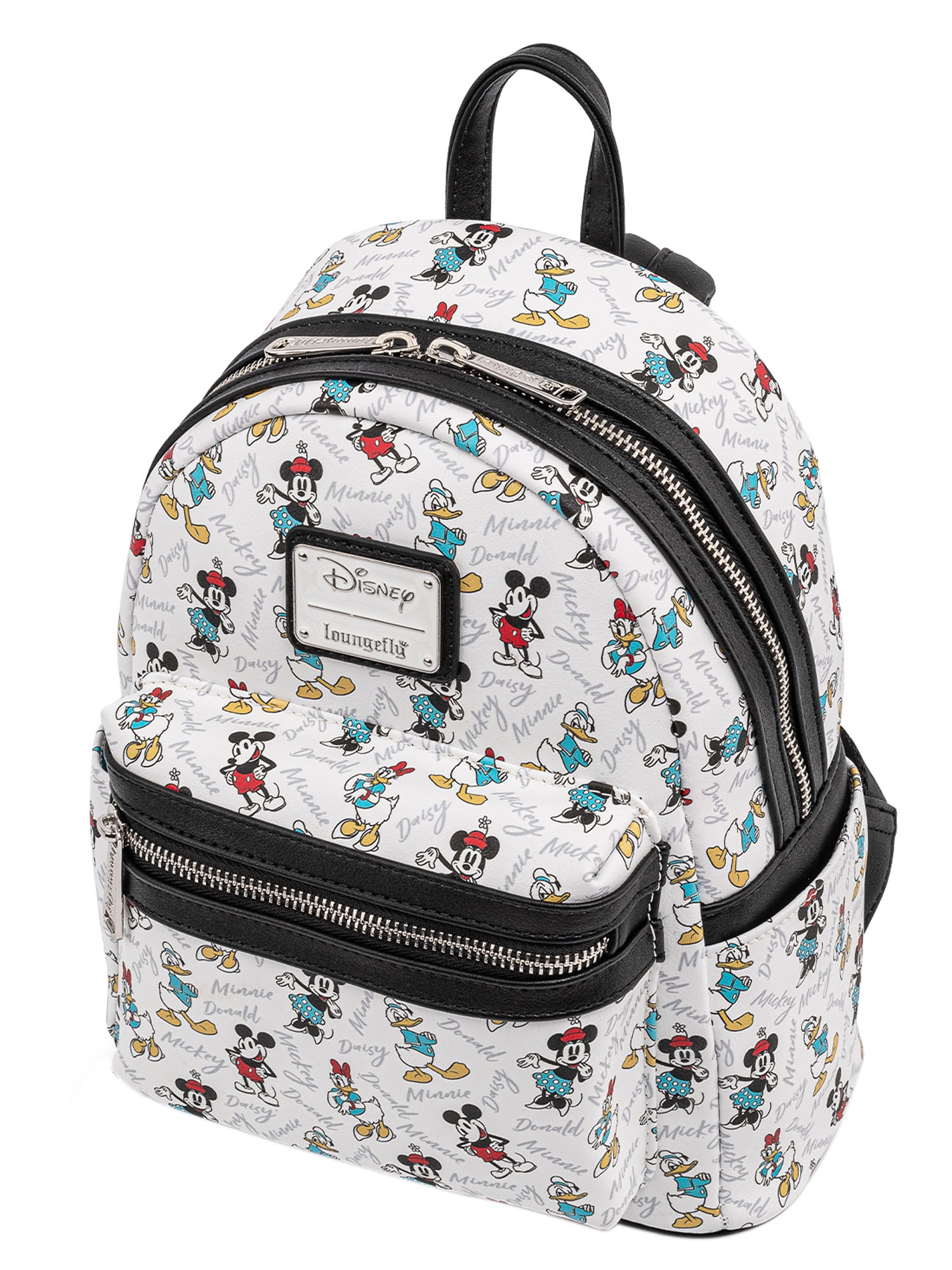 Loungefly x Disney Mickey Minnie Donald Daisy Mini Backpack Handbag White