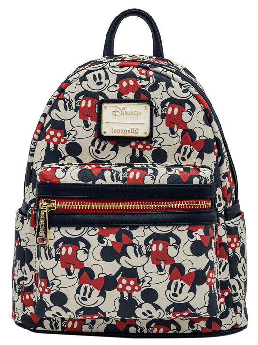 Loungefly x Disney Mickey & Minnie Mini Backpack Handbag All-Over Print Navy