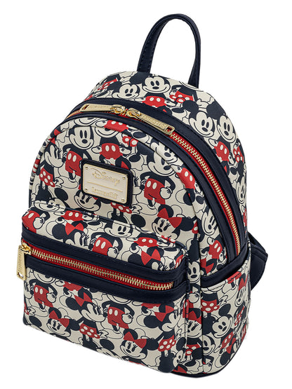 Loungefly x Disney Mickey & Minnie Mini Backpack Handbag All-Over Print Navy