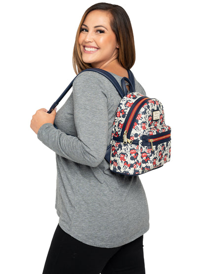 Loungefly x Disney Mickey & Minnie Mini Backpack Handbag All-Over Print Navy