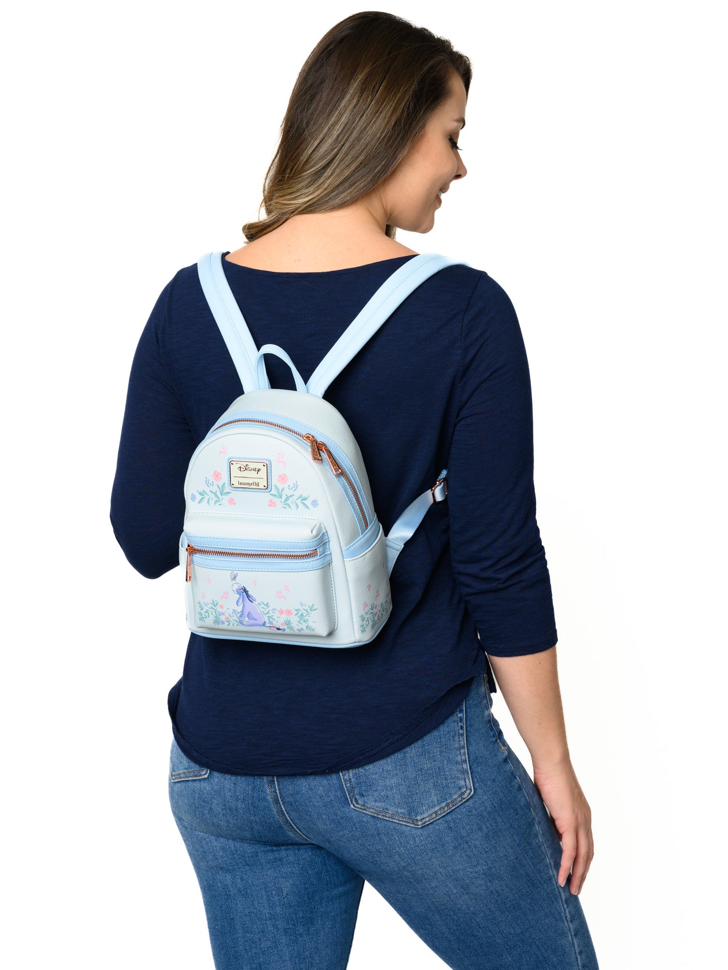 Loungefly x Disney Eeyore Mini Backpack Handbag Floral Light Blue