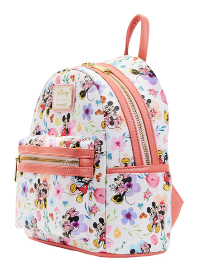 Loungefly x Disney Mickey & Minnie Mouse Floral Mini Backpack Handbag