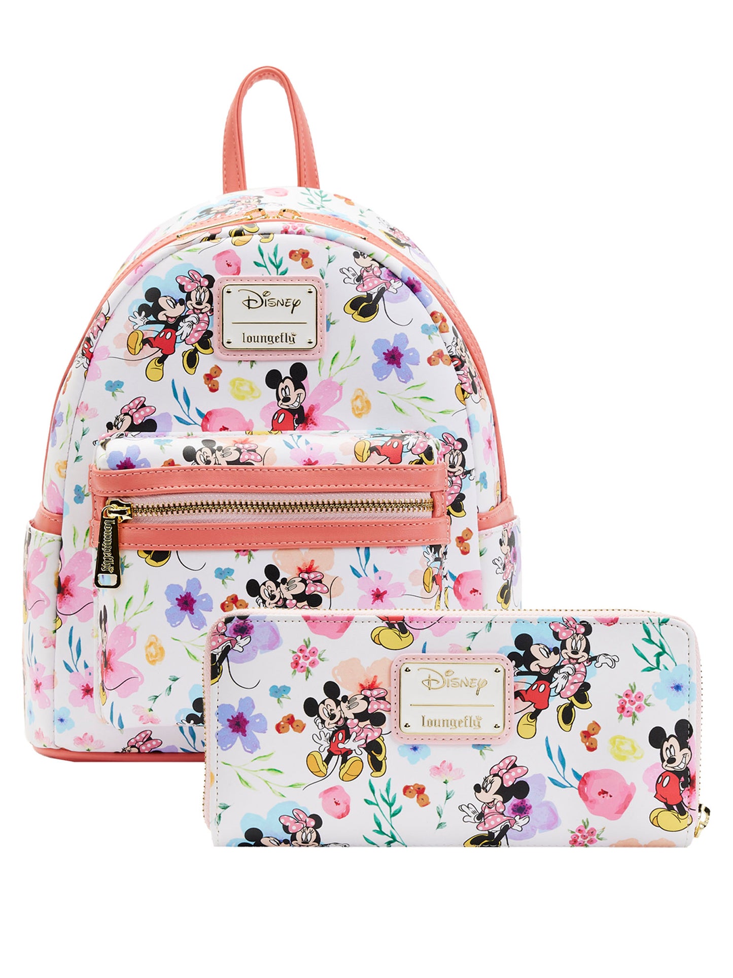 Loungefly x Disney Mickey and Minnie Mouse Floral Backpack & Zip Around Wallet