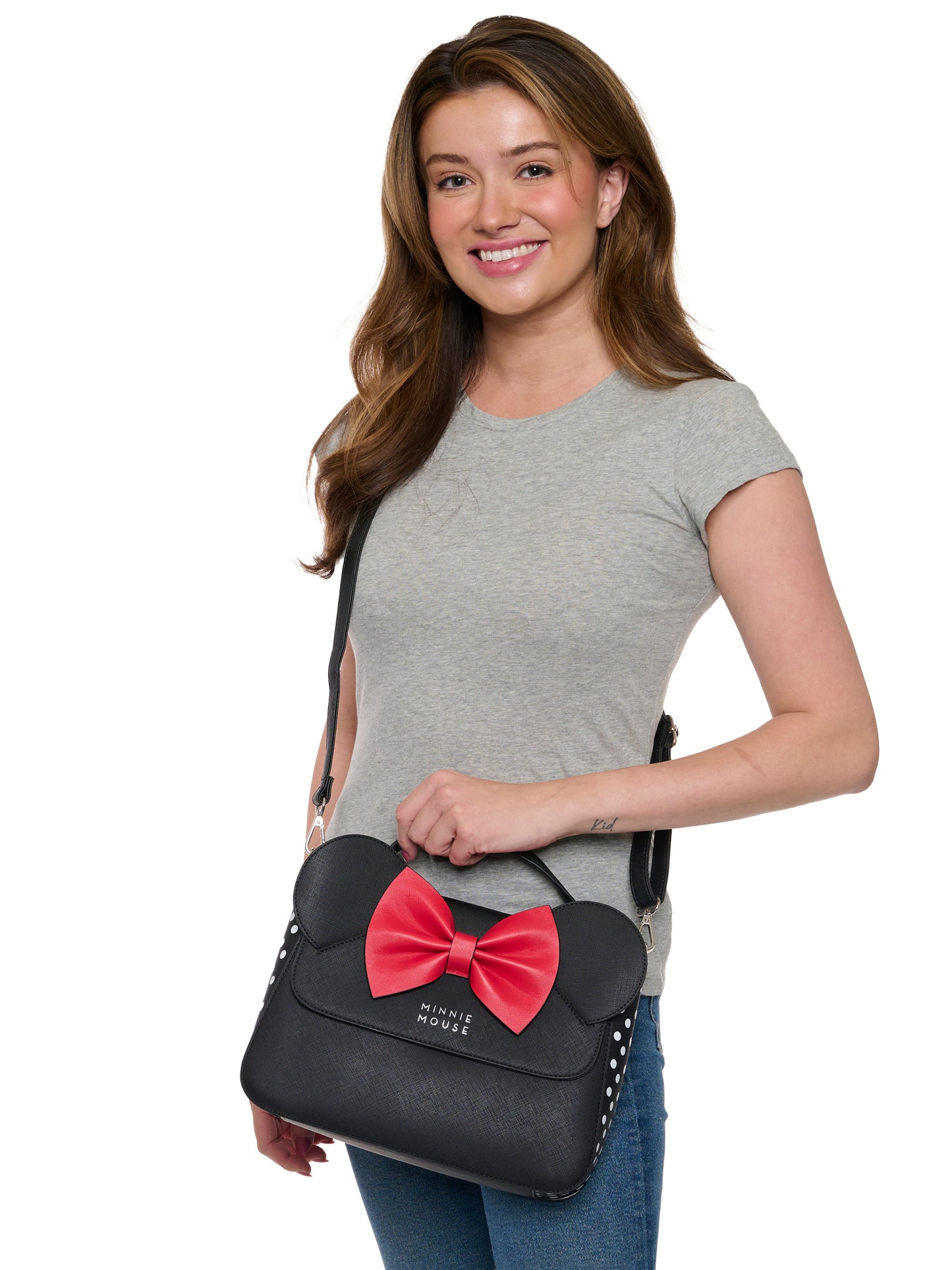 Loungefly X Disney Minnie Mouse Crossbody Purse With Ears And Bow