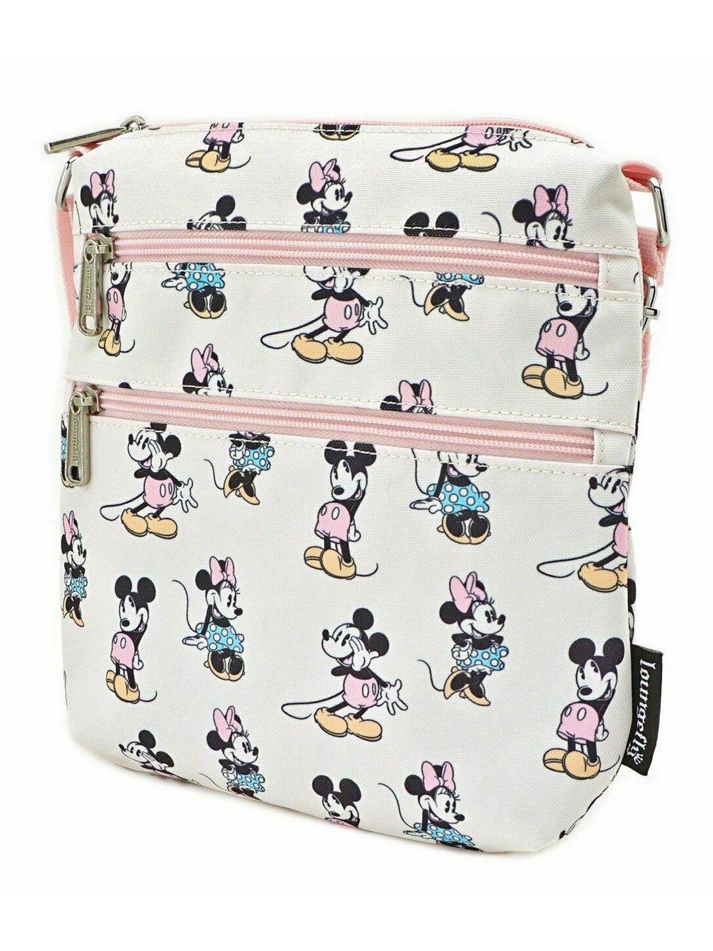 Loungefly x Disney Minnie and Mickey Mouse Passport Bag All-Over Pastel