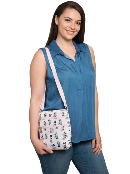 Loungefly x Disney Minnie and Mickey Mouse Passport Bag All-Over Pastel