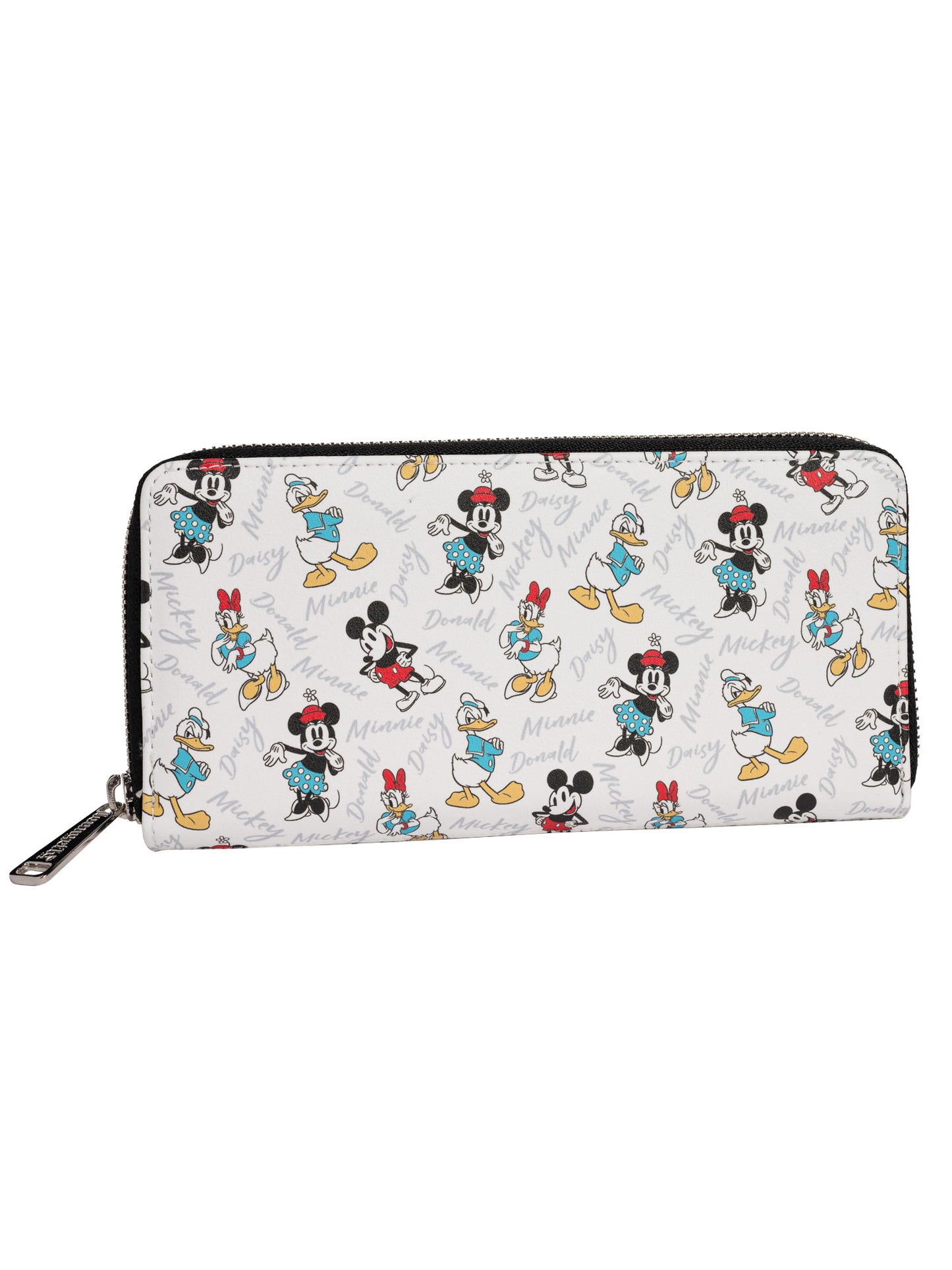 Loungefly x Disney Women's Mickey Minnie Donald Daisy Zip Around Clutch Wallet