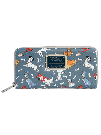 Loungefly x Disney Women's Zip Around Wallet Dogs 101 Dalmatians Lady & The Tramp