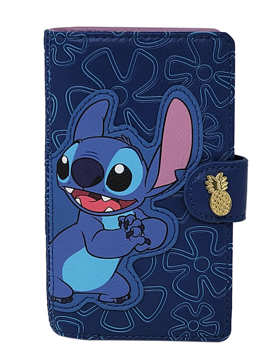 Loungefly x Disney Women's Stitch Snap Flap Wallet Pineapples Flowers Blue