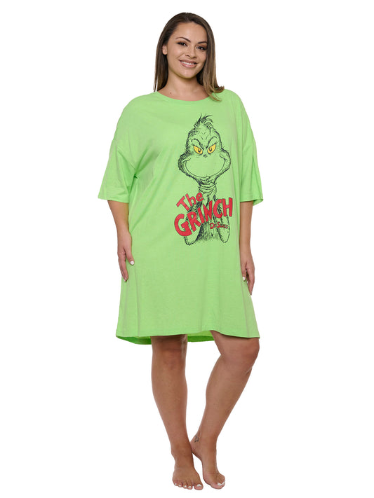 Womens & Womens Plus Size The Grinch Sleep Shirt Nightgown Sleep Shirt Green