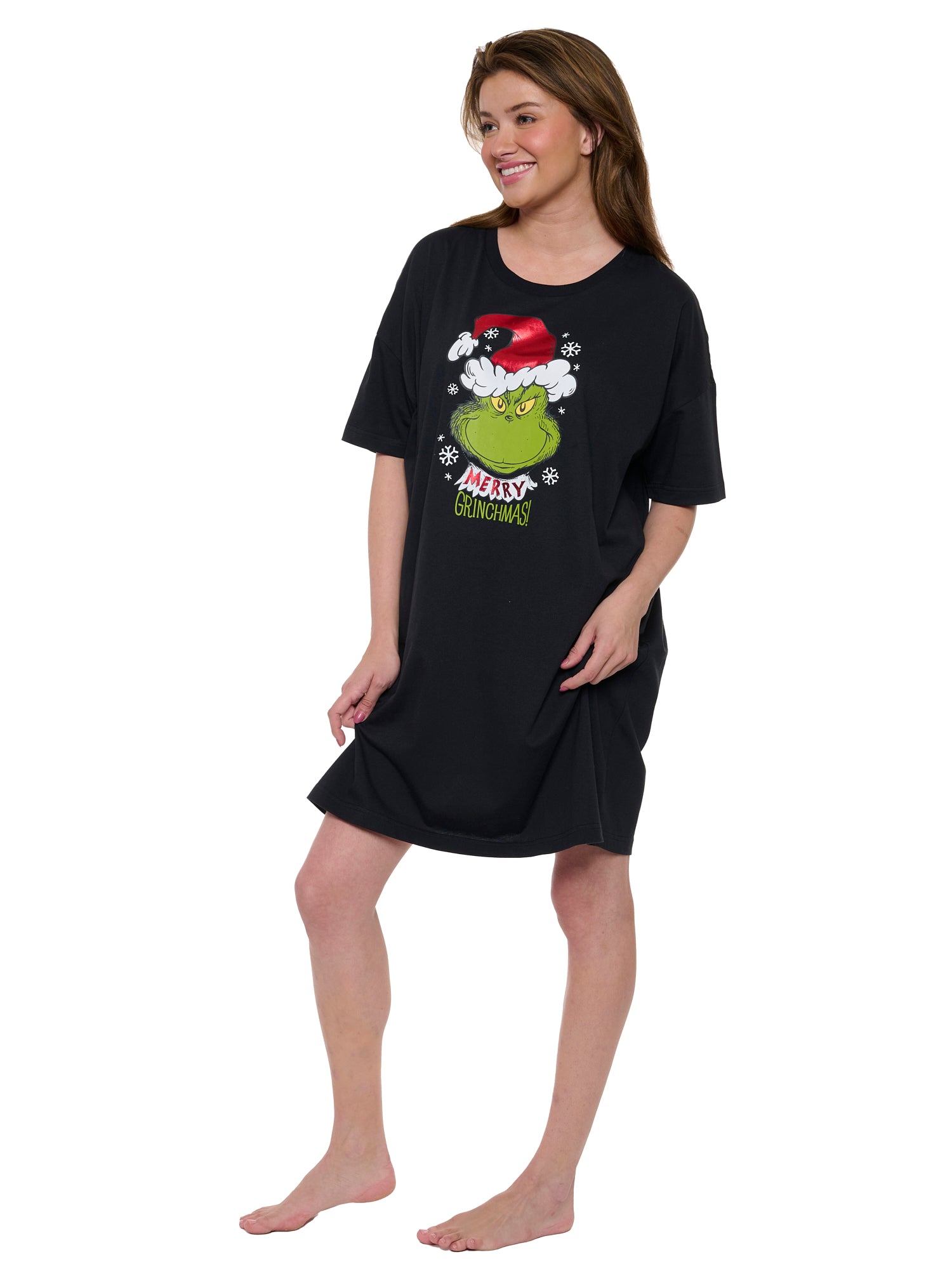 Womens & Womens Plus Size The Grinch Sleep Shirt Merry Grinchmas Nightgown Black