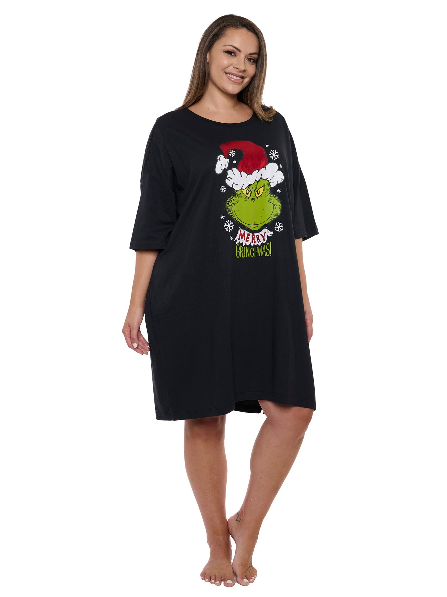 Womens & Womens Plus Size The Grinch Sleep Shirt Merry Grinchmas Nightgown Black