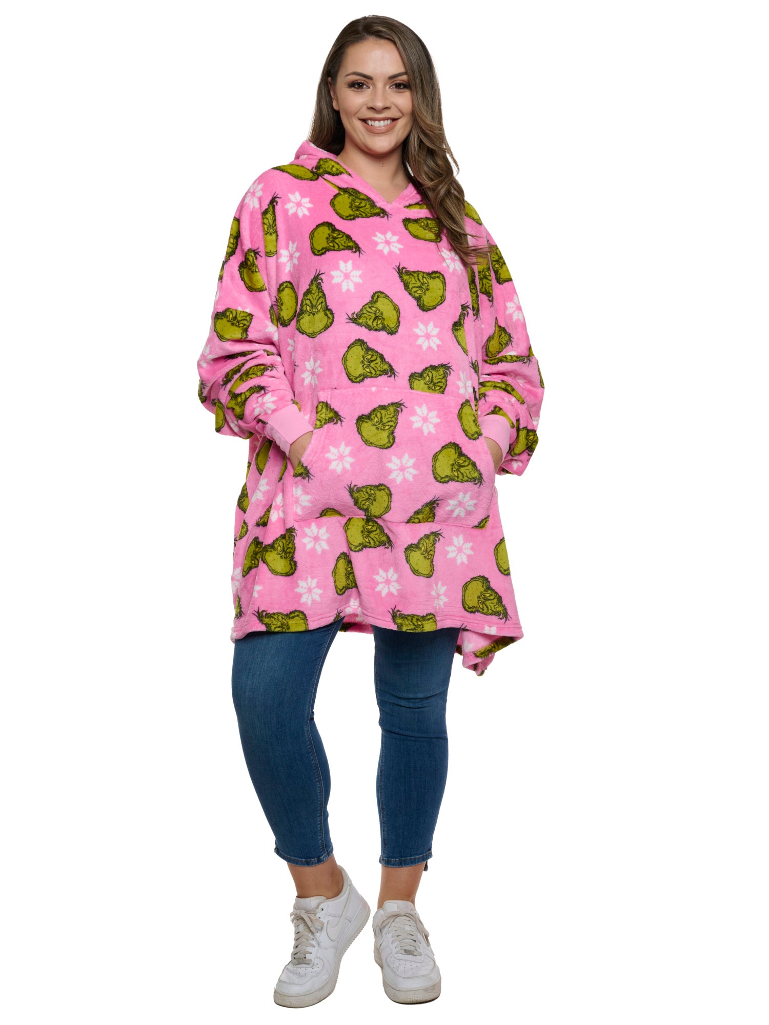 Womens The Grinch Hoodie Sweatshirt Oversized Christmas Pink Green Comfortable