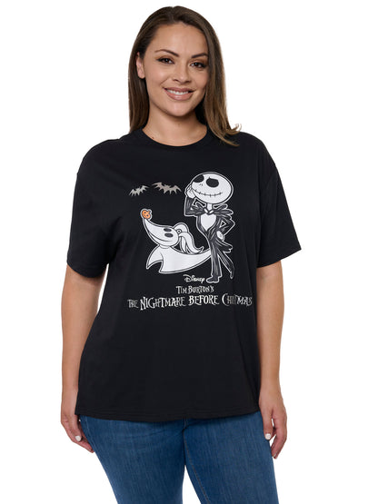 Women's Plus Disney Nightmare Before Christmas Jack Skellington T-Shirt Black