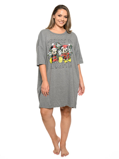 Christmas Mickey Minnie Mouse Sleep T-Shirt One Size Women Plus Size