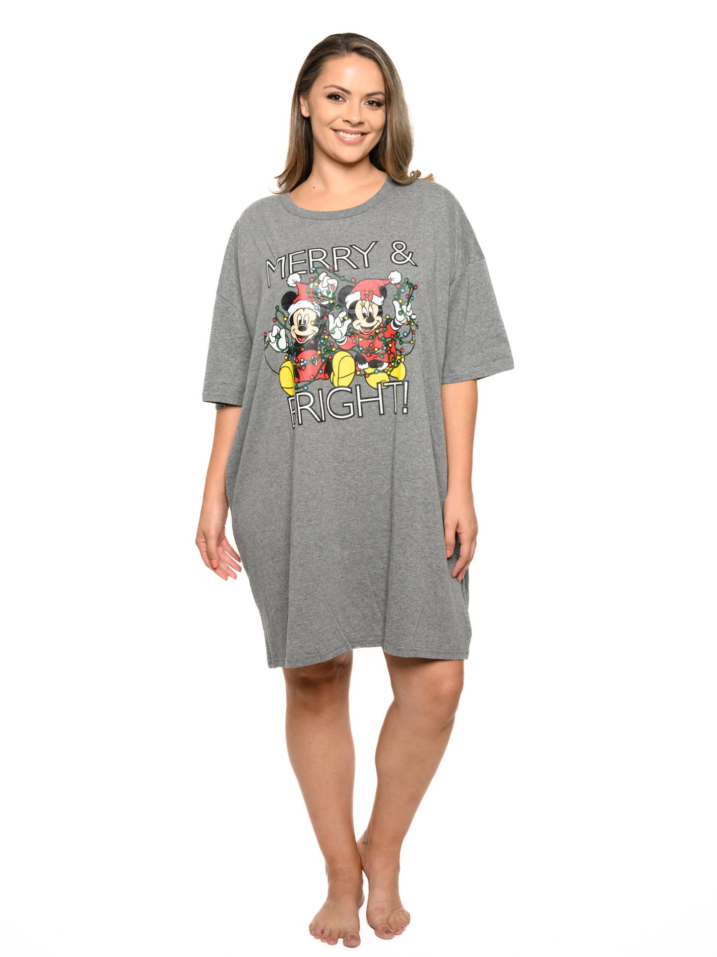 Women's Sleep Shirt Christmas Mickey & Minnie Mouse One Size and Plus Size