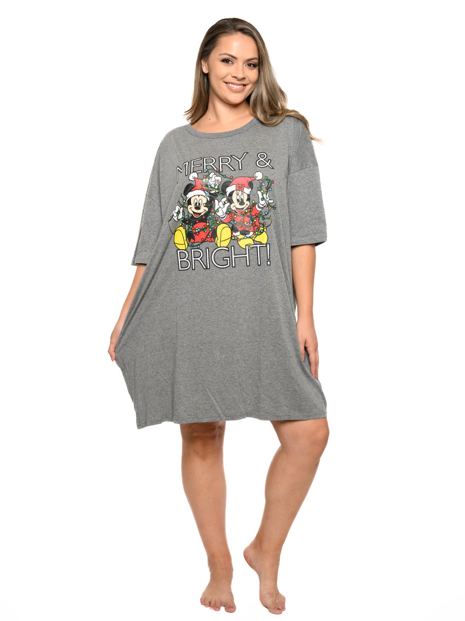 Women's Sleep Shirt Christmas Mickey & Minnie Mouse One Size and Plus Size