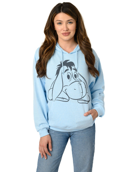 Womens Disney Eeyore Lightweight Hoodie Fleece Pullover Sweatshirt Blue