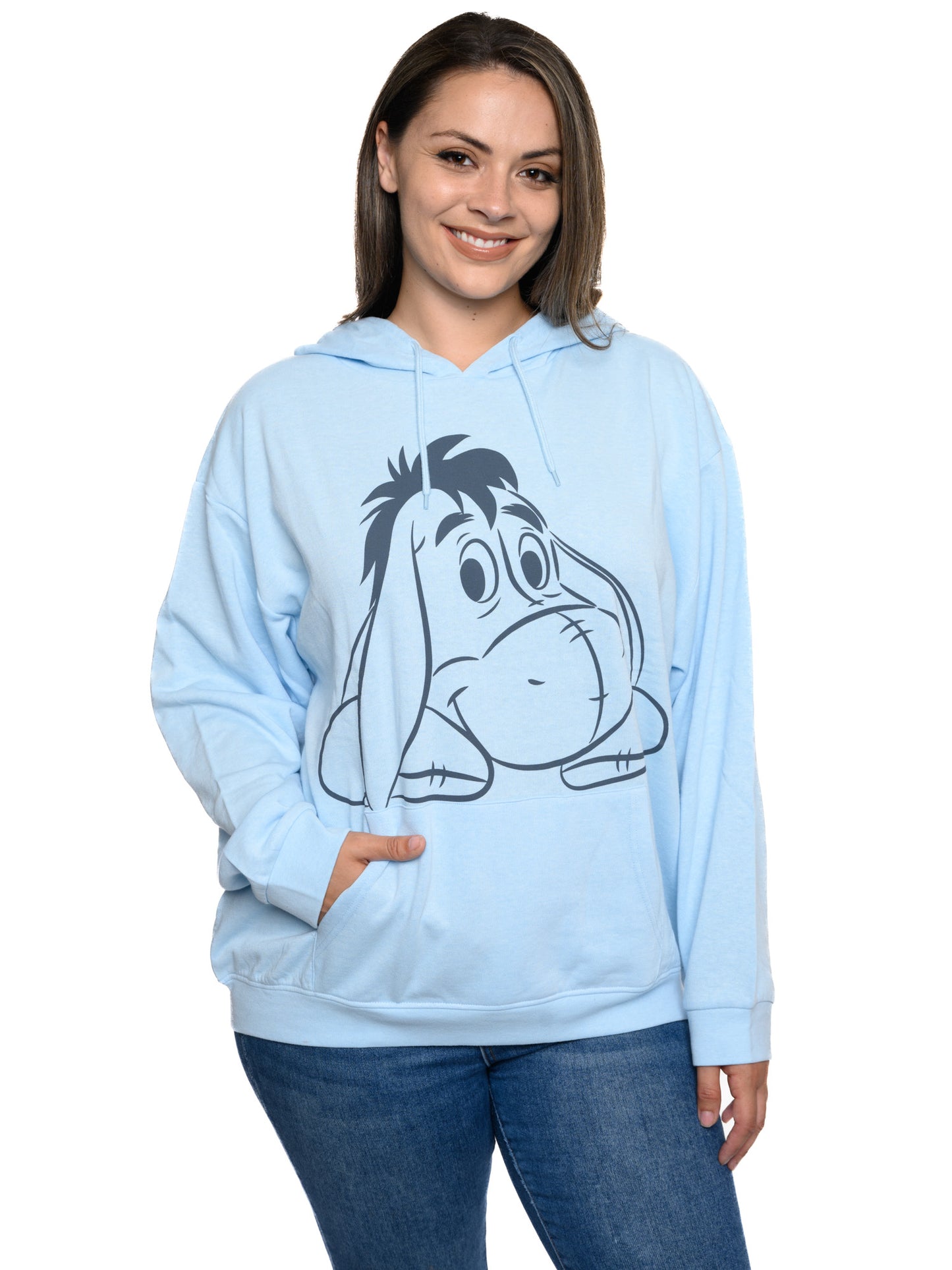 Womens Plus Size Eeyore Hoodie Sweatshirt Fleece Pullover Disney