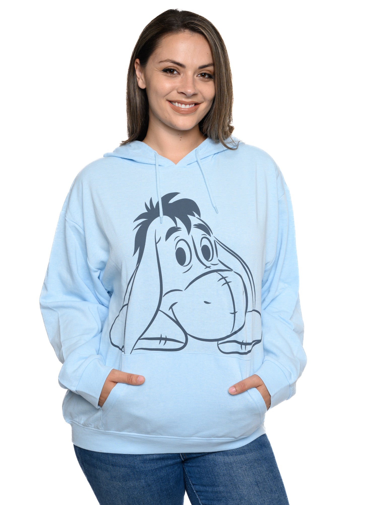 Womens Plus Size Eeyore Hoodie Sweatshirt Fleece Pullover Disney