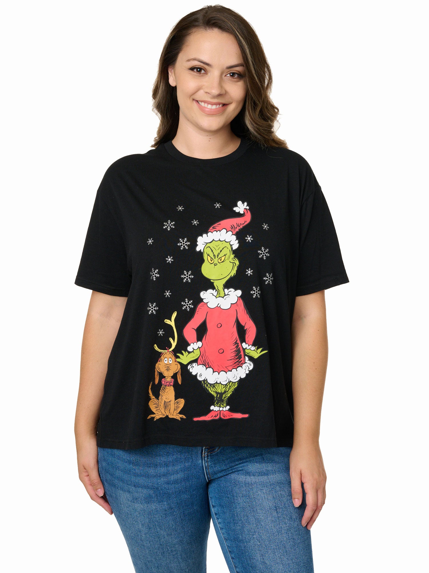 Dr. Seuss The Grinch & Max T-Shirt Women's Plus Size Christmas