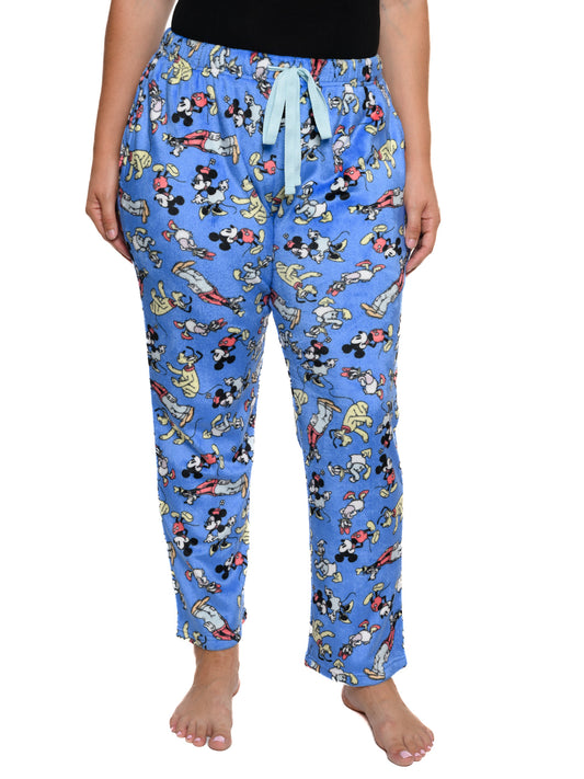 Disney Mickey Mouse & Friends Lounge Pajama Pants Plush Womens Plus Size Blue