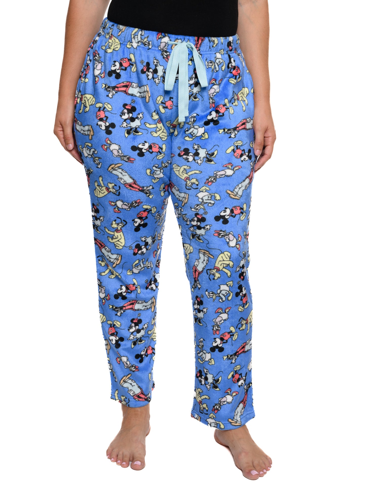 Disney Mickey Mouse & Friends T-Shirt & Plush Pant Pajama Women's Plus Size Set