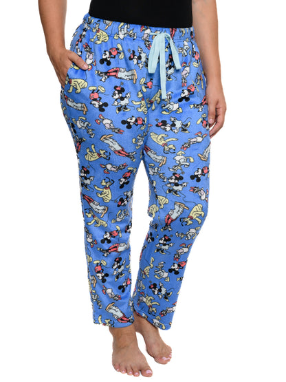 Disney Mickey Mouse & Friends Lounge Pajama Pants Plush Womens Plus Size Blue