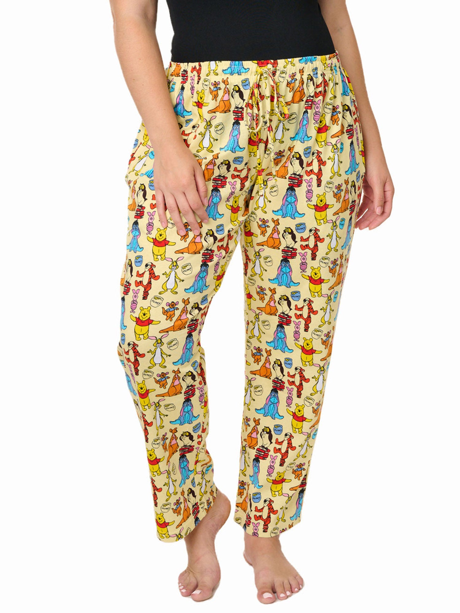 Women's Plus Size Disney Winnie The Pooh Eeyore Pajama Pants Loungewear Yellow