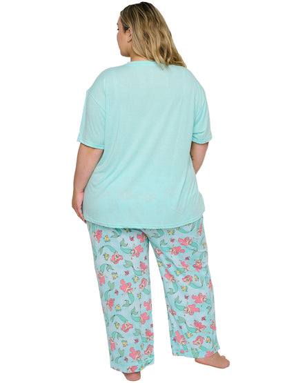 Women's Plus Size The Little Mermaid Ariel Pajama Set T-Shirt & Pants Disney