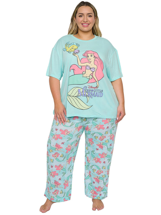 Women's Plus Size The Little Mermaid Ariel Pajama Set T-Shirt & Pants Disney