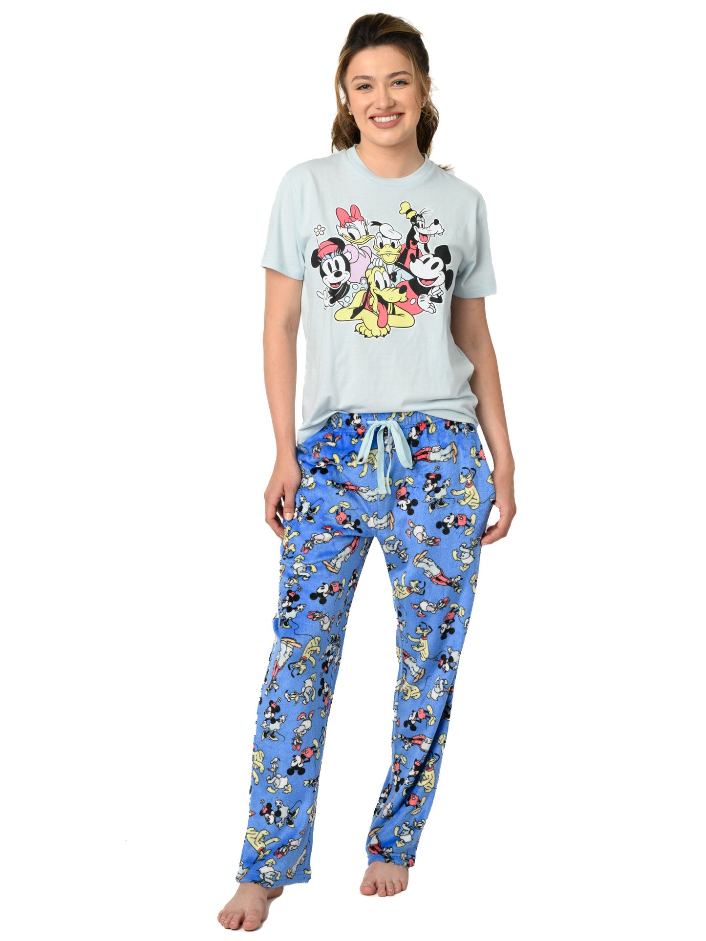 Women's Mickey Mouse & Friends Pajama Lounge Set T-Shirt & Plush Pants Disney