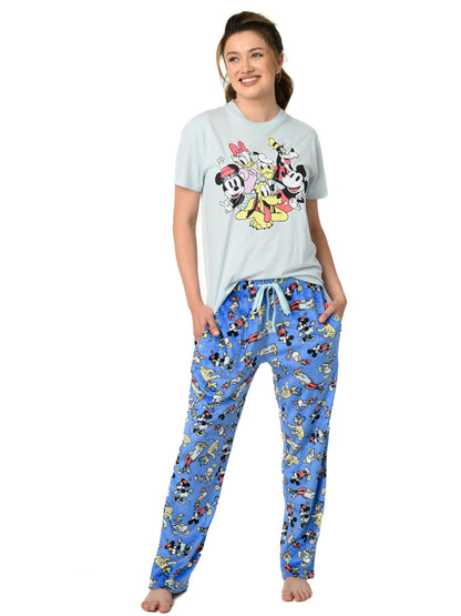 Women's Mickey Mouse & Friends Pajama Lounge Set T-Shirt & Plush Pants Disney