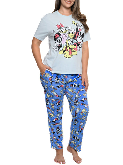 Disney Mickey Mouse & Friends T-Shirt & Plush Pant Pajama Women's Plus Size Set