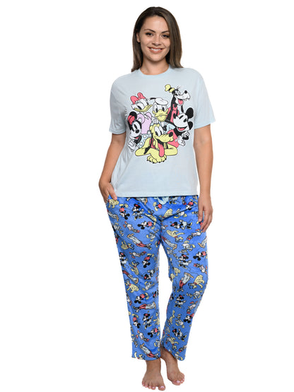 Disney Mickey Mouse & Friends T-Shirt & Plush Pant Pajama Women's Plus Size Set