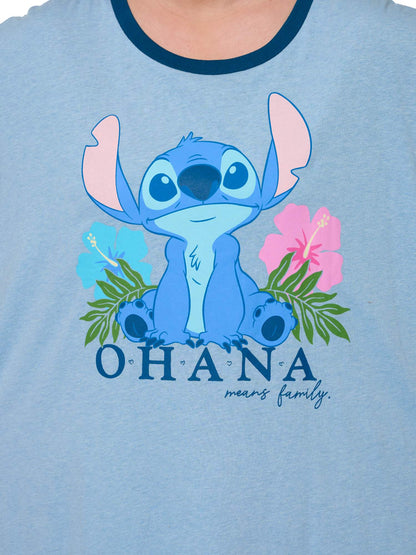 Womens & Womens Plus Size Disney Stitch Sleep Shirt Pajamas Blue Ohana