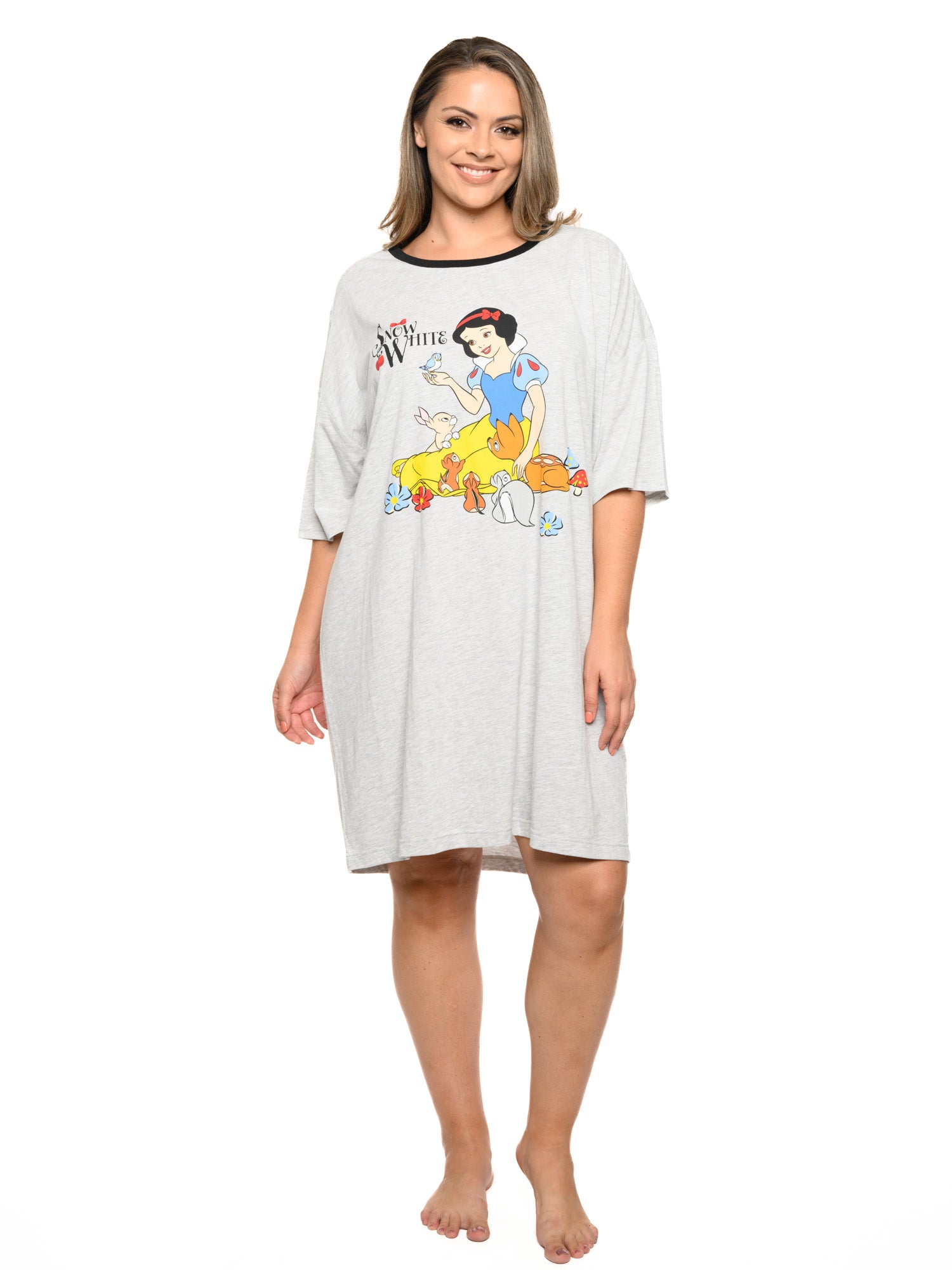 Disney Plus Size Womens Snow White Sleep Shirt Nightgown Gray One Size