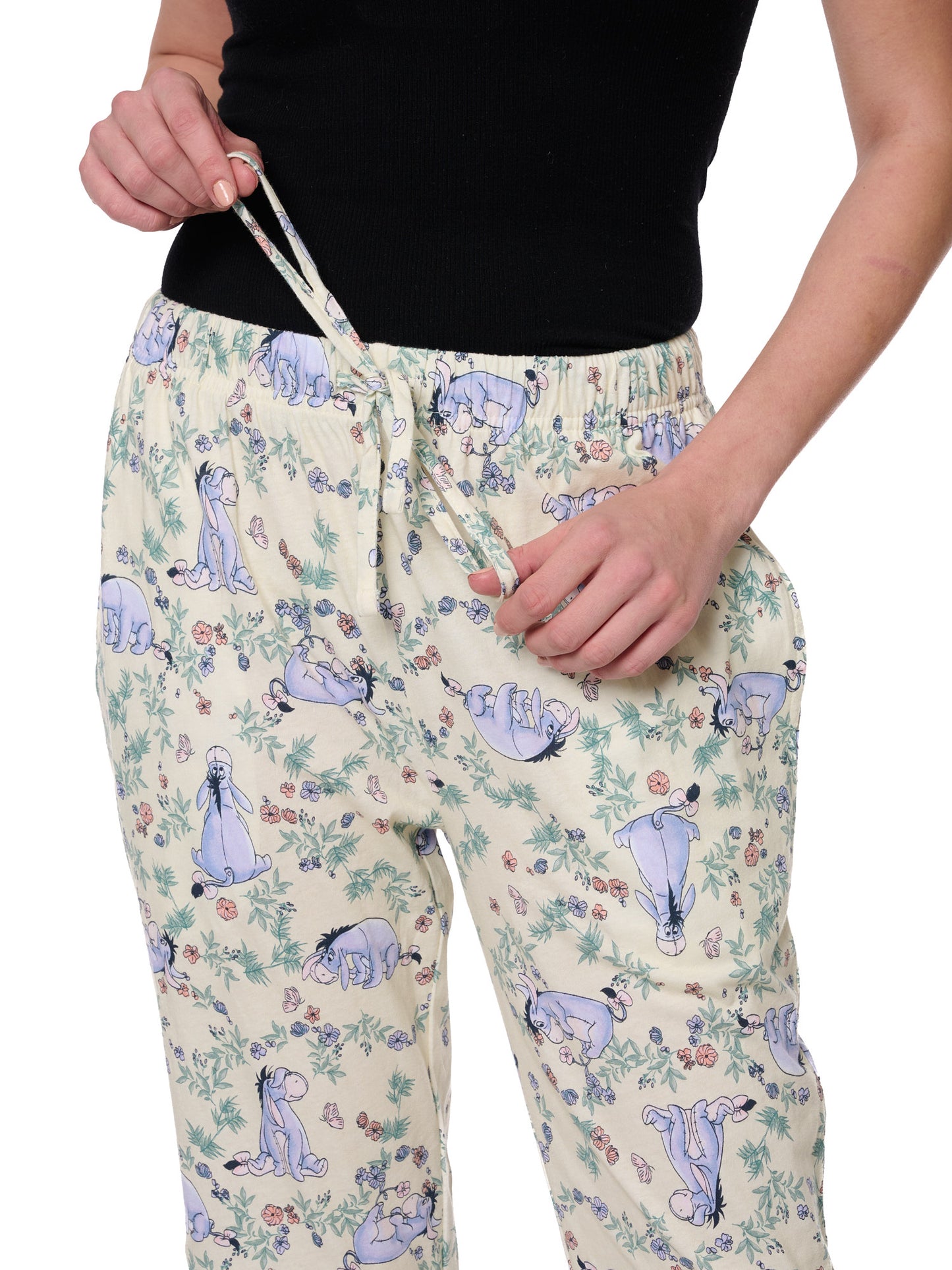 Eeyore Lounge Pajama Cotton Pants Watercolor Floral Womens Disney