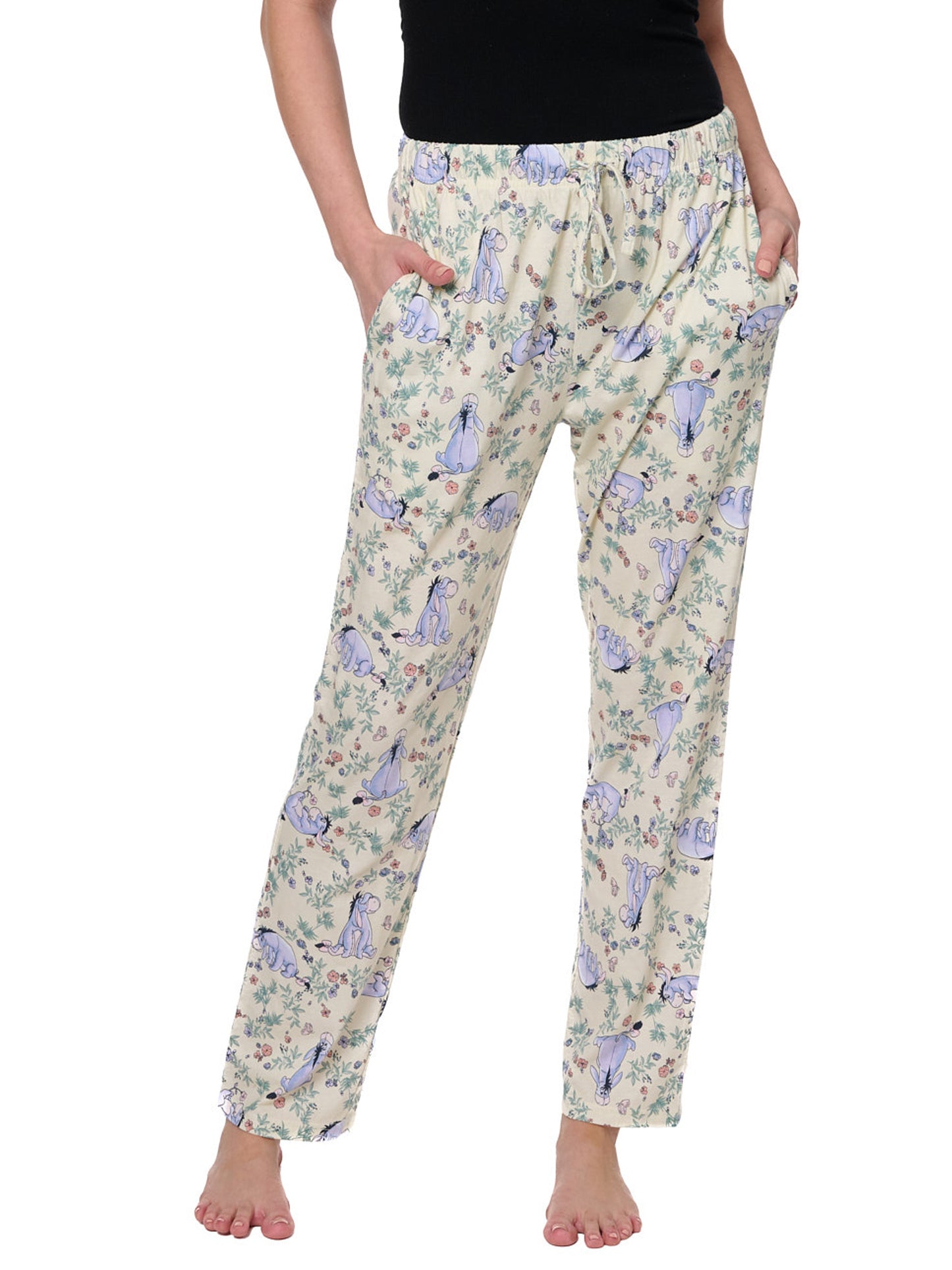 Eeyore Lounge Pajama Cotton Pants Watercolor Floral Womens Disney