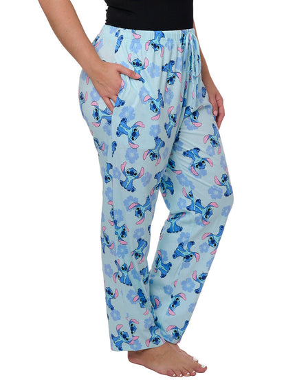 Disney Stitch Pajama Pants Loungewear Hibiscus Floral Womens Plus Size Cotton