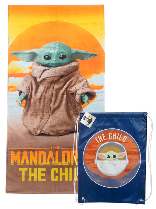 Star Wars Baby Yoda Pool Beach Towel 58x28 w/ Sling Bag