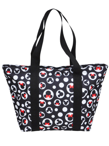 Mickey Mouse Tote Bag Minnie Icon Zippered Black Disney Travel Handbag