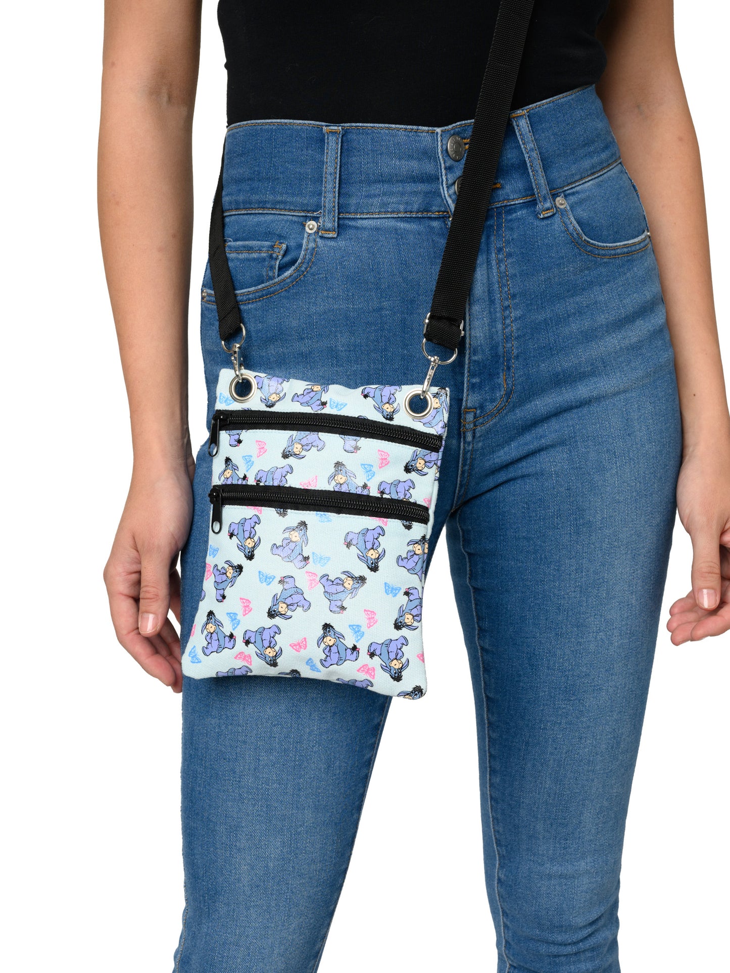 Disney Women's Eeyore Crossbody Passport Bag Travel Purse Winnie the Pooh Blue