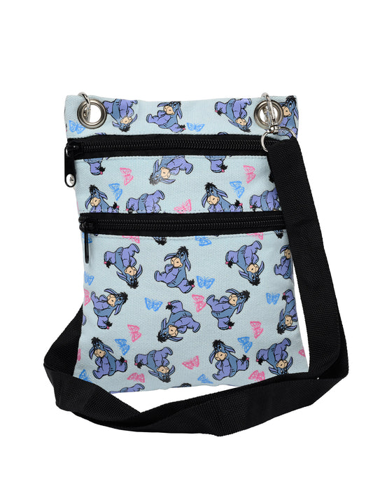 Disney Women's Eeyore Crossbody Passport Bag Travel Purse Winnie the Pooh Blue