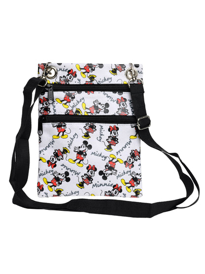 Mickey & Minnie Mouse Passport Bag Disney Women's Crossbody Purse Travel White